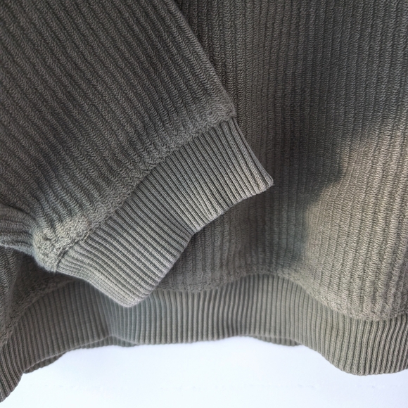 Aerie Olive Green 100% Cotton Ribbed Cropped Boxy Hoodie In Size XS - Picture 5 of 8